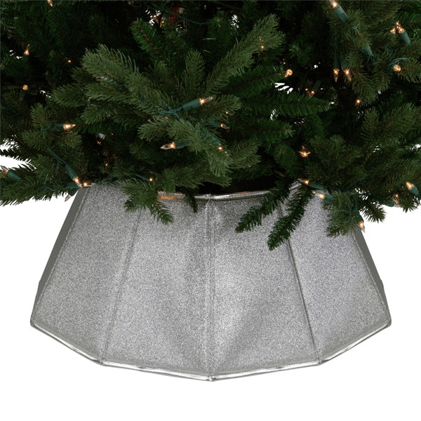 Northlight 27in. Silver Fabric Hexagonal Christmas Tree Collar