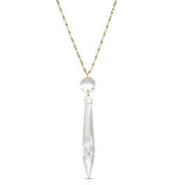 1928 Gold Tone Clear Crystal Icicle Y-Necklace