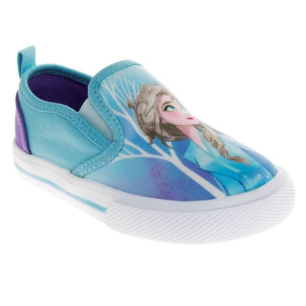 Little Girls Disney Frozen Elsa and Anna Slip-On Fashion Sneakers - image 