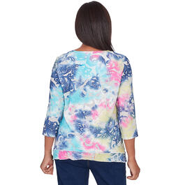 Plus Size Alfred Dunner In Full Bloom Torn Jacquard Tie Dye Top