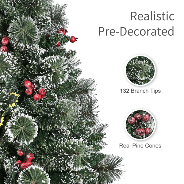 Puleo International 3ft Pre-Lit Adorned Snowy Pine Christmas Tree