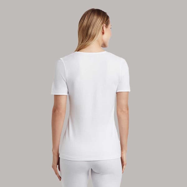 Womens Cuddl Duds® Soft Wear with Lace V-Neck Trim Thermal Tee