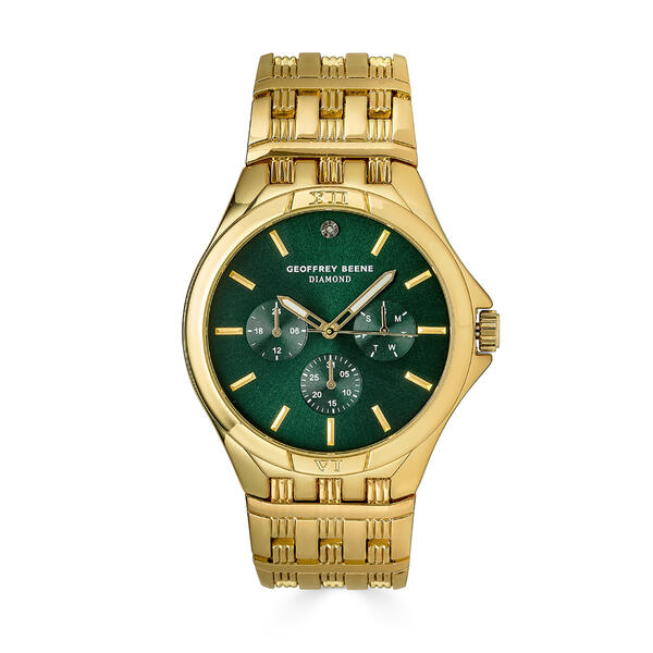 Mens Geoffrey Beene&#40;R&#41; Gold/Green Diamond Bracelet Watch-GBA0014GD - image 