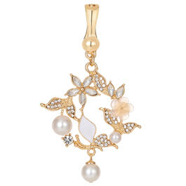Wearable Art Pearl Floral Crystal Wreath Enhancer Pendant