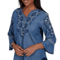 Womens Alfred Dunner Tuscany 3/4 Sleeve Embroidered Henley Blouse - image 5