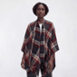 Womens Renshun Fringe Edges Plaid Ruana - image 1