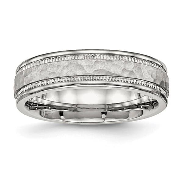 Mens Gentlemen's Classics&#40;tm&#41; 6mm Hammer & Groove Detailed Band - image 