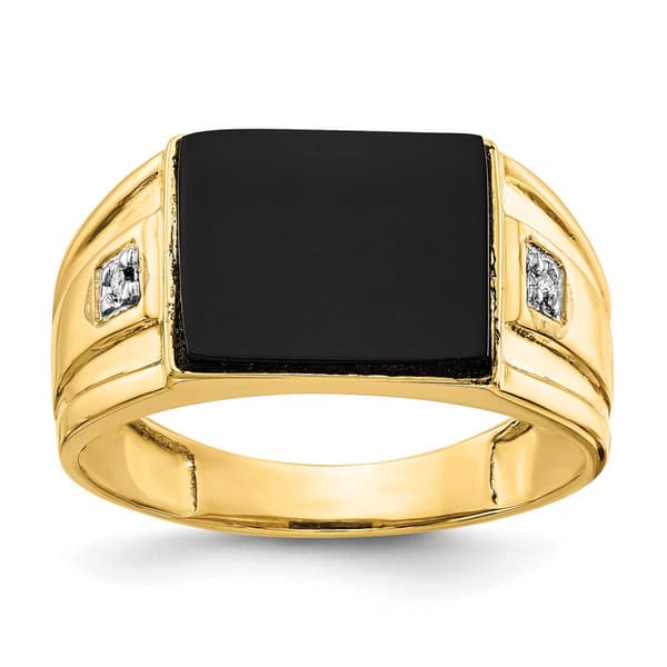 Mens Gentlemens Classics(tm) 14kt. Gold w/Rhodium Diamond Ring - image 