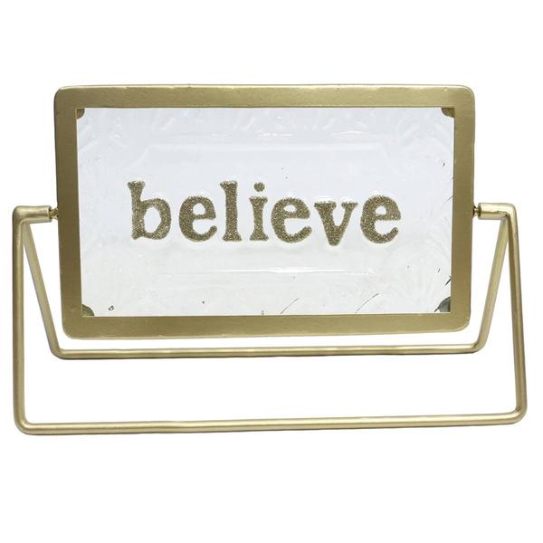 Transpac Metal/Glass Sign Believe - image 