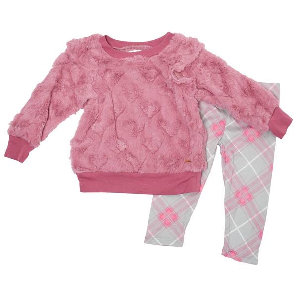 Baby Girl (12-24M) Tahari Heart Embossed Fur Top & Leggings Set - image 