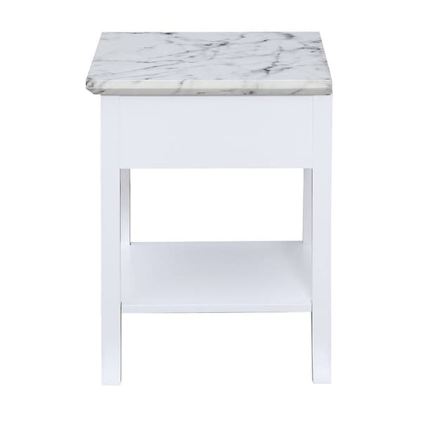 Convenience Concepts American Heritage Marble End Table - White