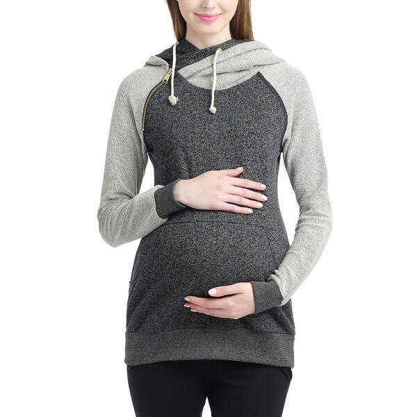 Womens Glow & Grow&#40;R&#41; Asymmetrical Maternity Zip Hoodie - image 