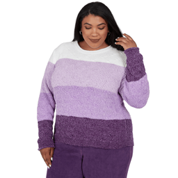 Plus Size Alfred Dunner Vail Color Block Cable Chenille Sweater