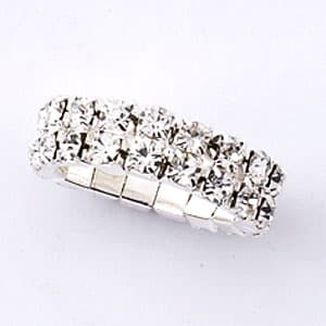 Rosa Rhinestones Silver Rhinestone Stretch Ring