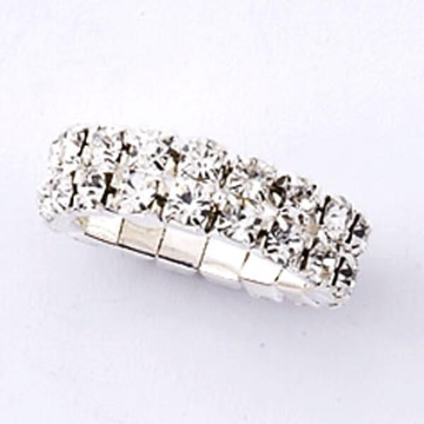 Rosa Rhinestones Silver Rhinestone Stretch Ring - image 