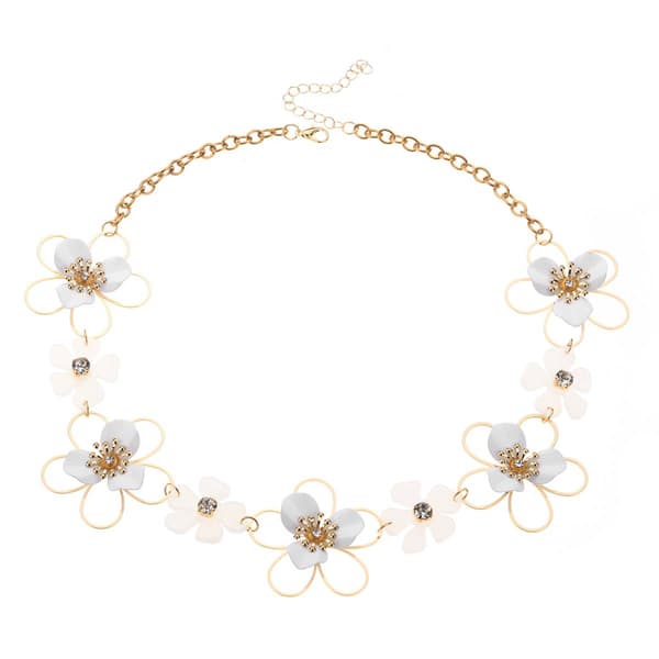 Ashley Cooper(tm) White Gold Flower Statement Necklace - image 