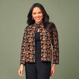 Womens Kasper Long Sleeve Kissing Front Floral Cardigan