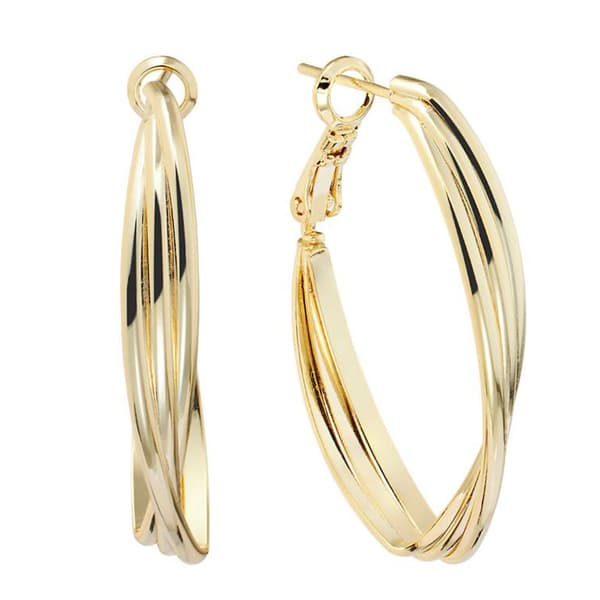 Gold Over Brass Marquis Twisted Hoop Earrings - image 