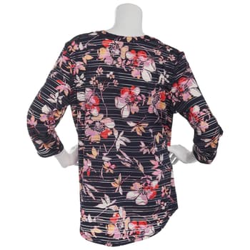 Womens Emily Daniels 3/4 Sleeve Floral Burnout Henley Blouse - Boscov's