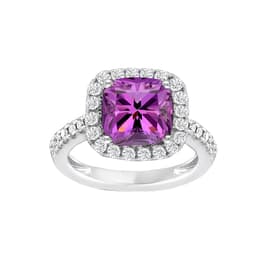 Gemstone Classics&#40;tm&#41; Sterling Silver Amethyst & White Sapphire Ring