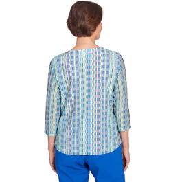 Womens Alfred Dunner Tradewinds Geometric Biadere Blouse