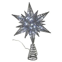 Kurt Adler Pre-Lit Twinkling LED Silver Starburst Tree Topper