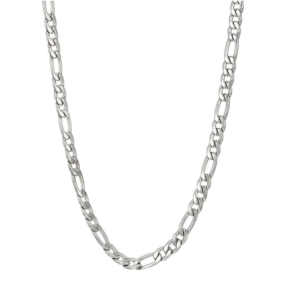 Mens Lynx Stainless Steel 4mm. Figaro Chain Necklace
