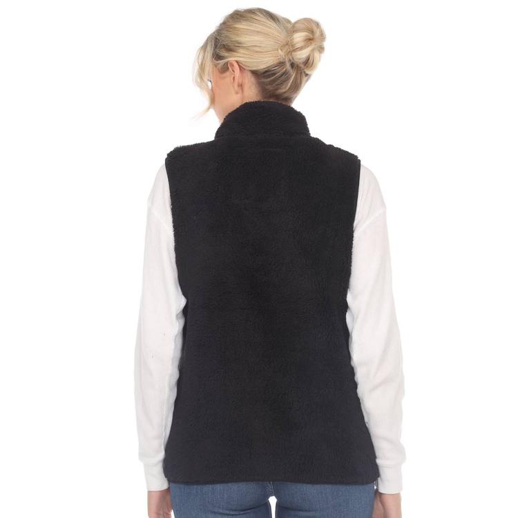 Womens White Mark Zip Up Sherpa Vest