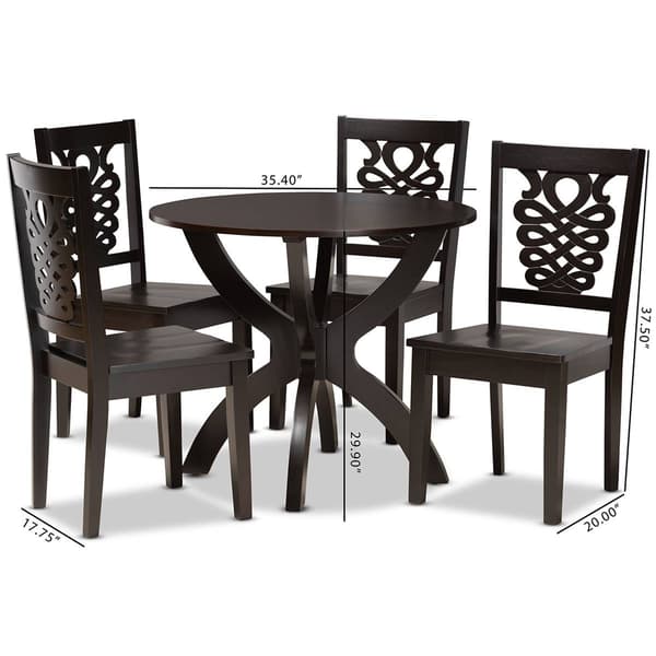 Baxton Studio Wanda Dark Brown Finished Wood 5pc. Dining Set