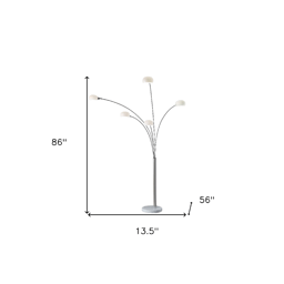 HomeRoots 86in. Steel Five Light Tree Floor Lamp With Glass Dome