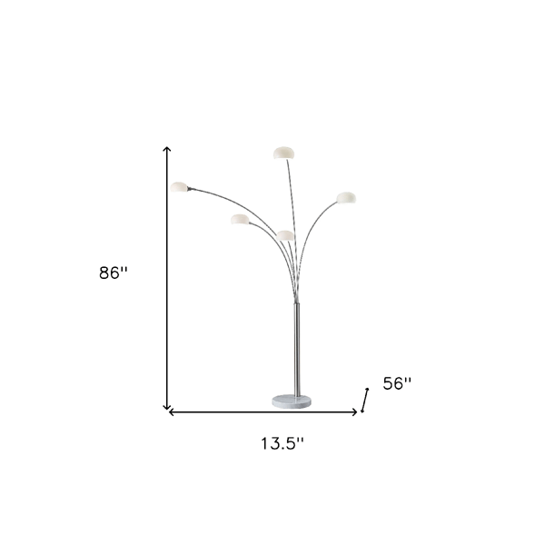 HomeRoots 86in. Steel Five Light Tree Floor Lamp With Glass Dome