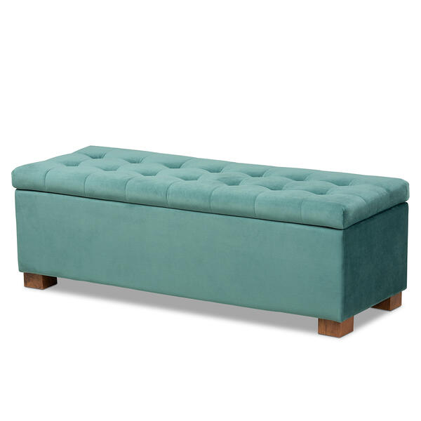 Baxton Studio Roanoke Grid Tufted Storage Ottoman Bench - image 