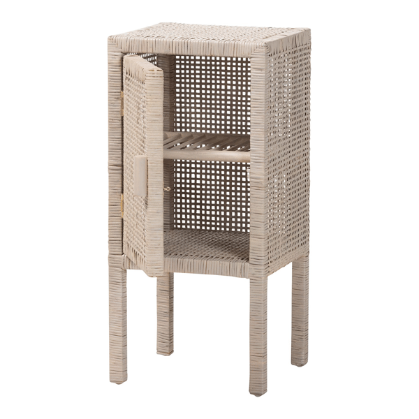 bali & pari Vivan Handwoven Wicker Natural Rattan Nightstand