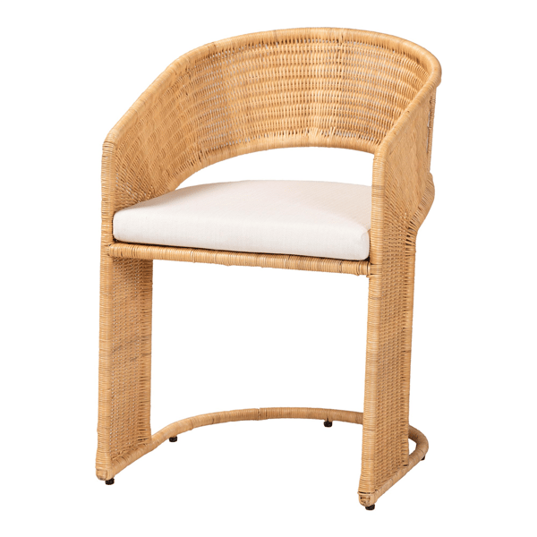 bali & pari Palm Bohemian Light Honey Rattan Dining Chair - image 