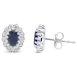 Nova Star(R) 6x4mm Oval Lab Grown Sapphire Stud Earrings