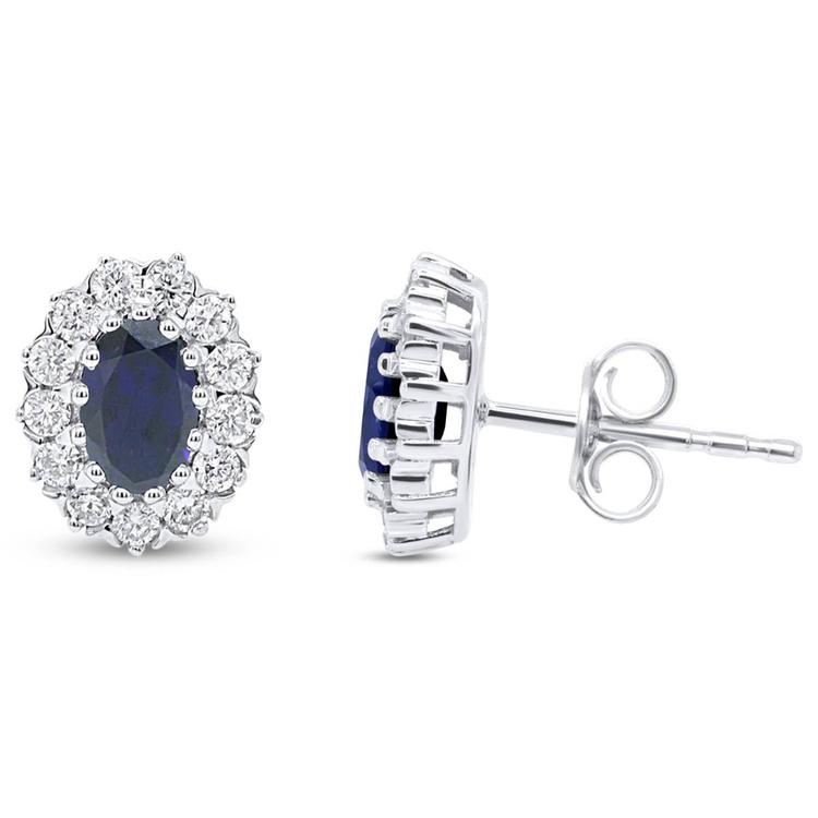 Nova Star(R) 6x4mm Oval Lab Grown Sapphire Stud Earrings