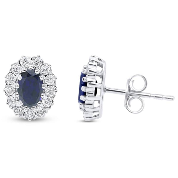 Nova Star(R) 6x4mm Oval Lab Grown Sapphire Stud Earrings