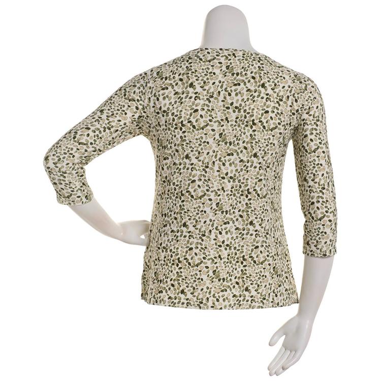 Womens Emily Daniels 3/4 Sleeve Dot Jacquard Knit Tunic Tee
