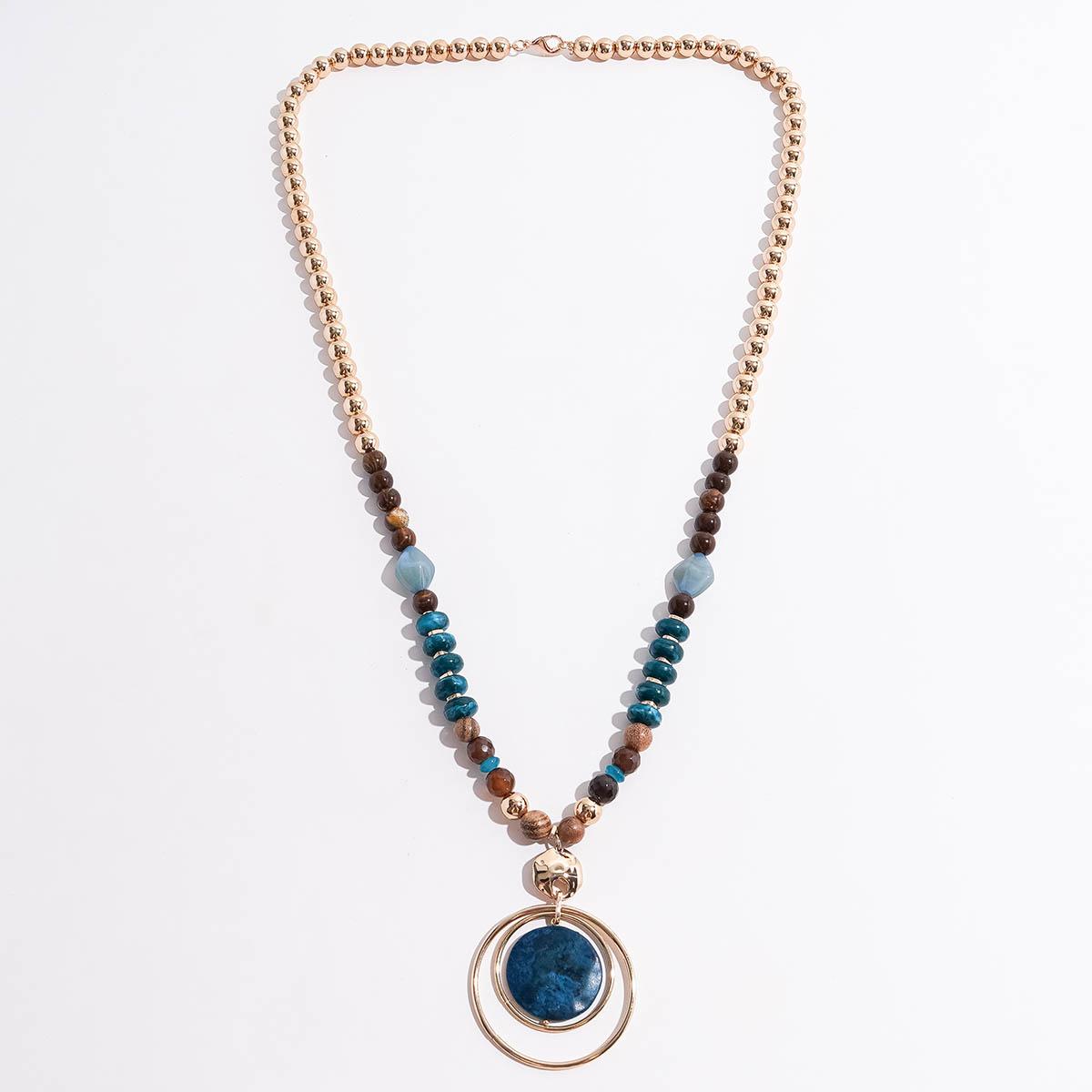 Ashley Cooper(tm) Gold-Tone Beaded Long Necklace with Ring Pendant