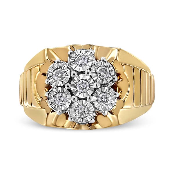 Haus of Brilliance 1/3ctw. Floral Diamond Cluster Statement Ring