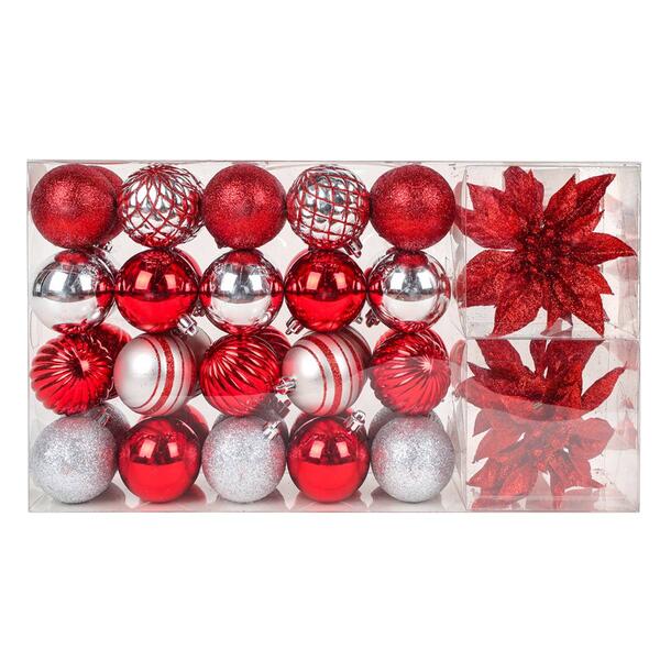 National Tree 40pc. Red Shatterproof Bauble Ornaments - image 