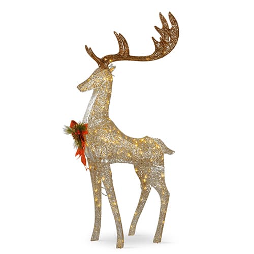 National Tree 4.5ft. Pre-Lit Crystal Champagne Standing Buck