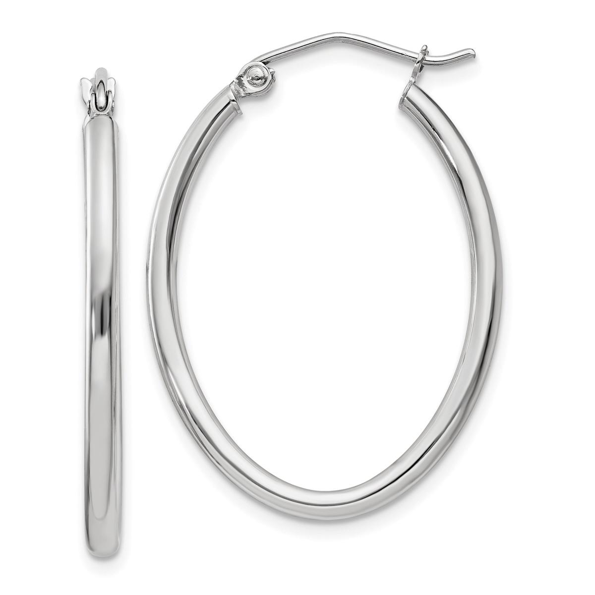 Gold Classics™ White Gold 24x17 Oval Tube Hoop Earrings