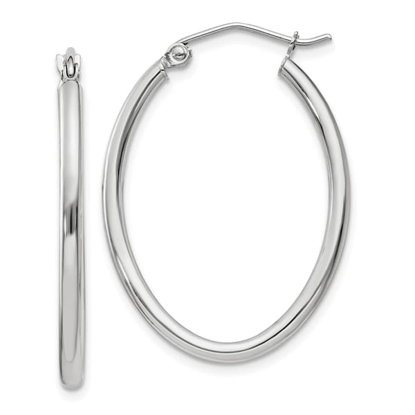 Gold Classics&#40;tm&#41; White Gold 24x17 Oval Tube Hoop Earrings - image 