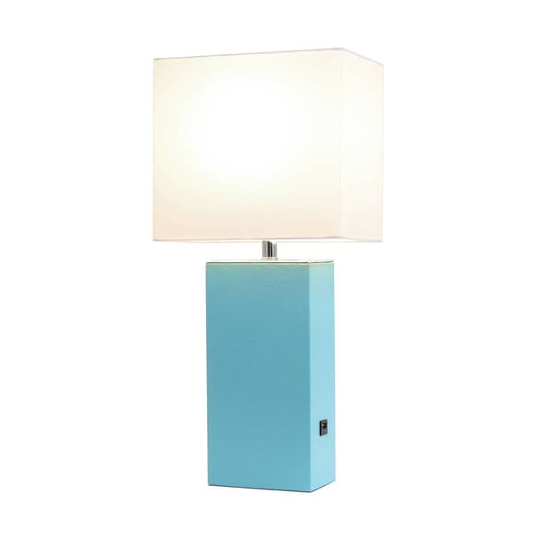 Lalia Home Lexington 21in. Leather Base Table Lamp w/USB Port