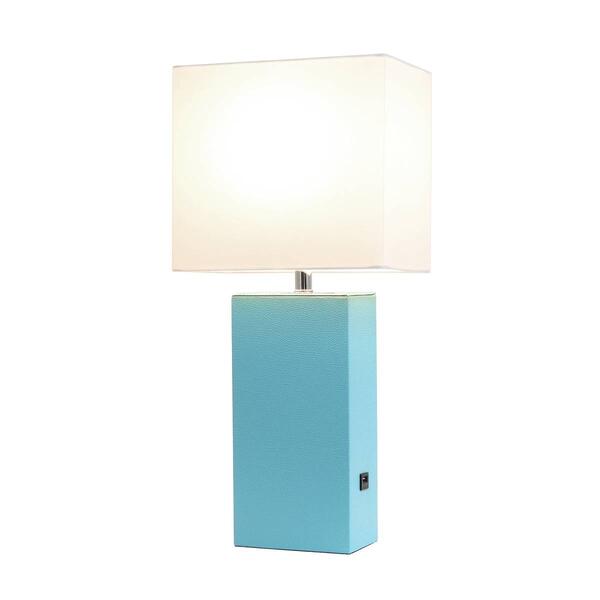 Lalia Home Lexington 21in. Leather Base Table Lamp w/USB Port - image 