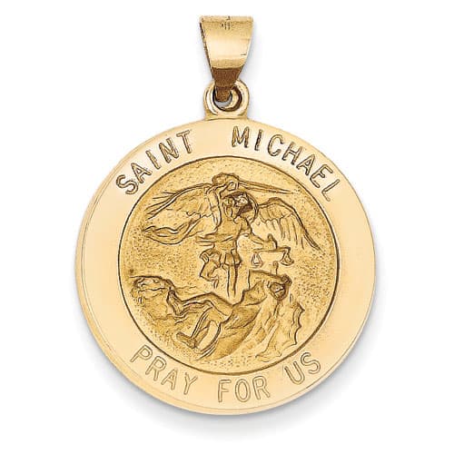 Unisex Gold Classics&#40;tm&#41; 14kt. Yellow Gold St. Michael Medal Pendant - image 