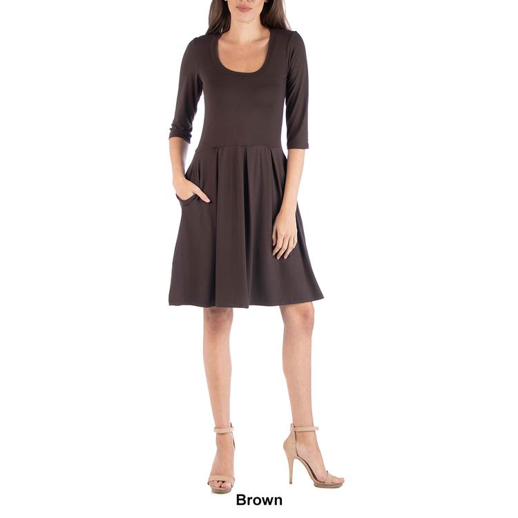 Womens 24/7 Comfort Apparel 3/4 Sleeve Fit & Flare Mini Dress