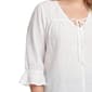 Plus Size NY Collection 3/4 Ruffle Sleeve Tie Neck Blouse - image 4