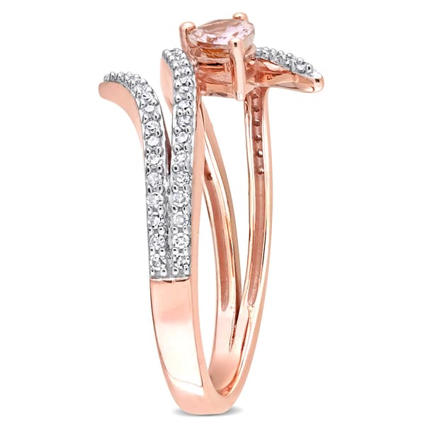 Gemstones Classics™ 10kt. Rose Gold Morganite & Diamond Wrap Ring